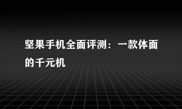 坚果手机全面评测：一款体面的千元机