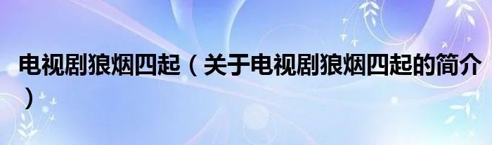 电视剧狼烟四起（关于电视剧狼烟四起的简介）