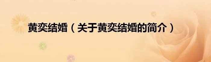 黄奕结婚（关于黄奕结婚的简介）