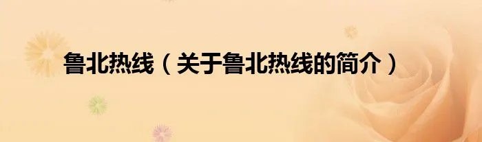 鲁北热线（关于鲁北热线的简介）