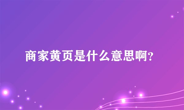商家黄页是什么意思啊？