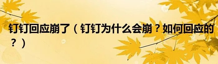 钉钉回应崩了（钉钉为什么会崩？如何回应的？）