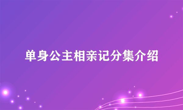 单身公主相亲记分集介绍