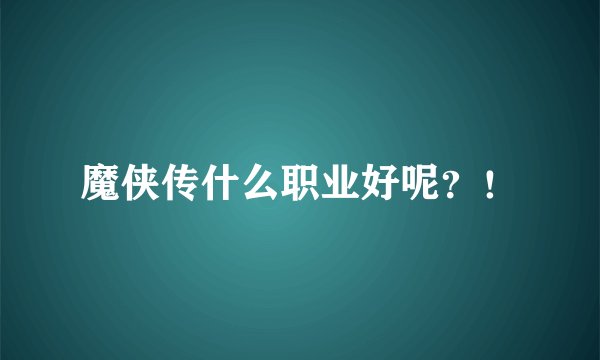魔侠传什么职业好呢？！