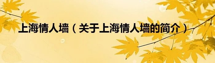上海情人墙（关于上海情人墙的简介）