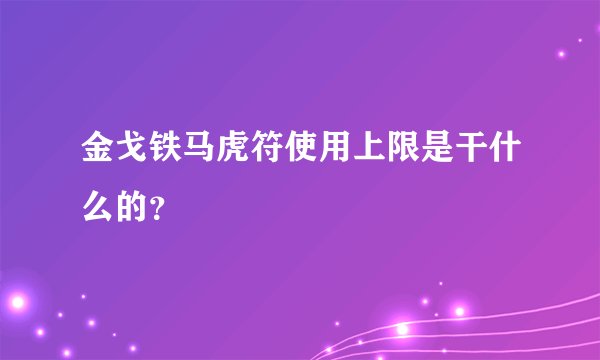 金戈铁马虎符使用上限是干什么的？