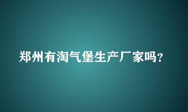 郑州有淘气堡生产厂家吗？