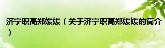 济宁职高郑媛媛（关于济宁职高郑媛媛的简介）