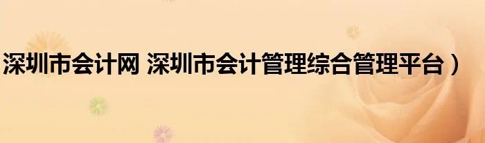 深圳市会计网 深圳市会计管理综合管理平台）