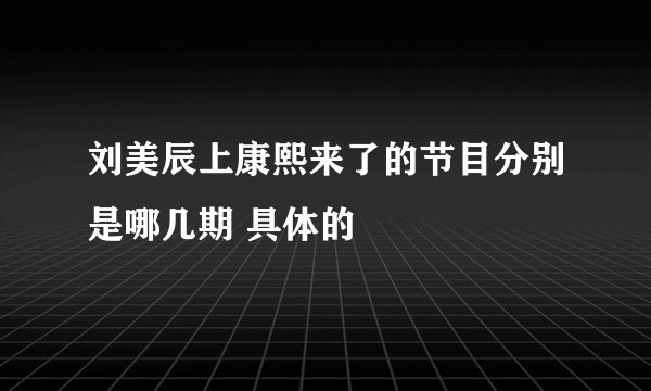 刘美辰上康熙来了的节目分别是哪几期 具体的