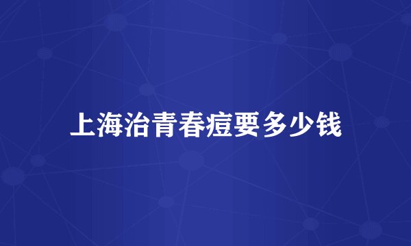 上海治青春痘要多少钱