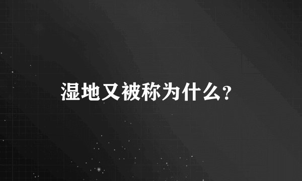 湿地又被称为什么？
