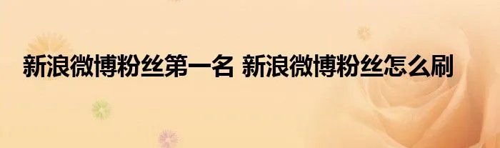 新浪微博粉丝第一名 新浪微博粉丝怎么刷