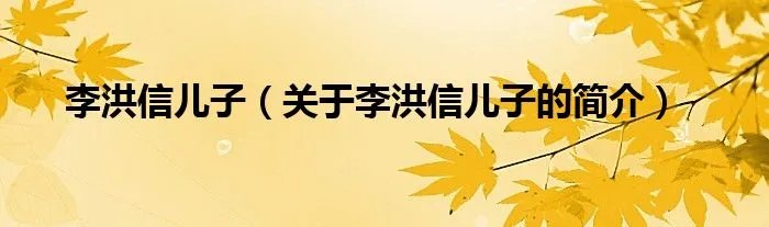 李洪信儿子（关于李洪信儿子的简介）