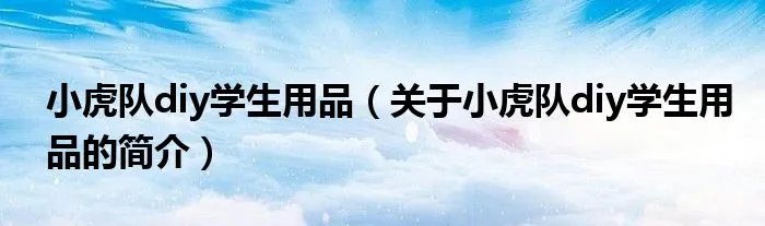 小虎队diy学生用品（关于小虎队diy学生用品的简介）