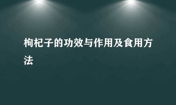 枸杞子的功效与作用及食用方法