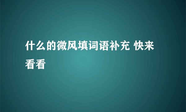 什么的微风填词语补充 快来看看