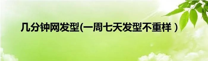 几分钟网发型(一周七天发型不重样）