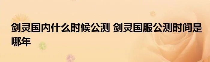 剑灵国内什么时候公测 剑灵国服公测时间是哪年