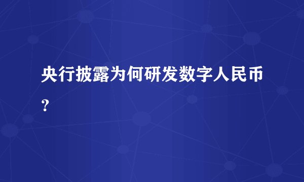 央行披露为何研发数字人民币？
