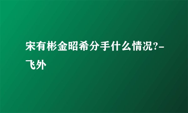 宋有彬金昭希分手什么情况?-飞外