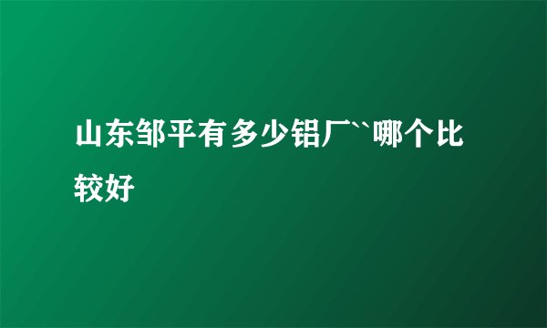 山东邹平有多少铝厂``哪个比较好