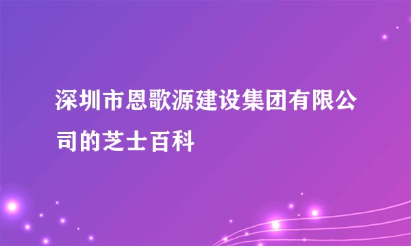 深圳市恩歌源建设集团有限公司的芝士百科