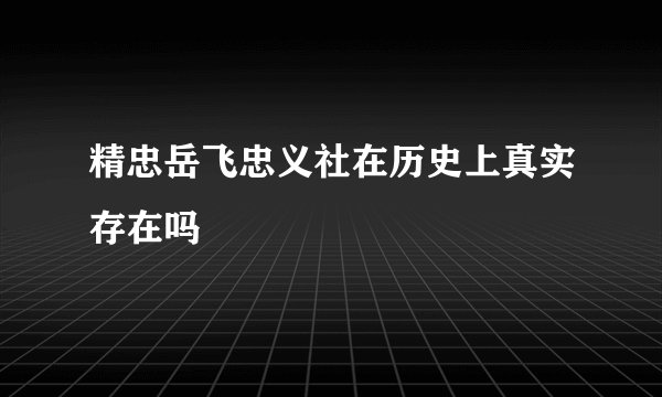 精忠岳飞忠义社在历史上真实存在吗
