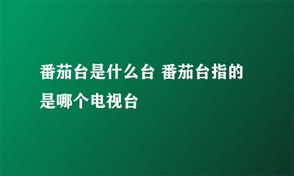 番茄台是什么台 番茄台指的是哪个电视台