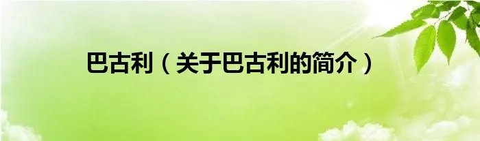 巴古利（关于巴古利的简介）