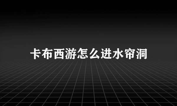 卡布西游怎么进水帘洞