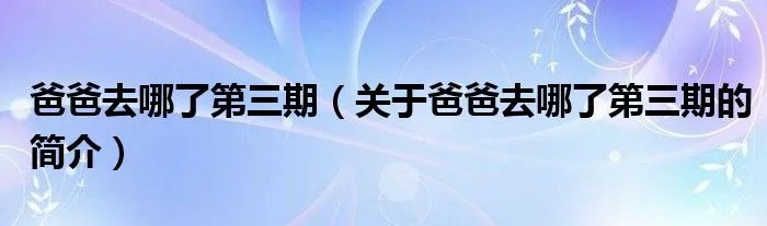爸爸去哪了第三期（关于爸爸去哪了第三期的简介）