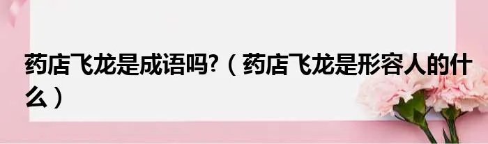 药店飞龙是成语吗?(药店飞龙是形容人的什么)