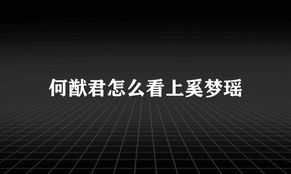 何猷君怎么看上奚梦瑶