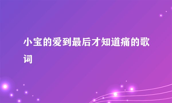 小宝的爱到最后才知道痛的歌词