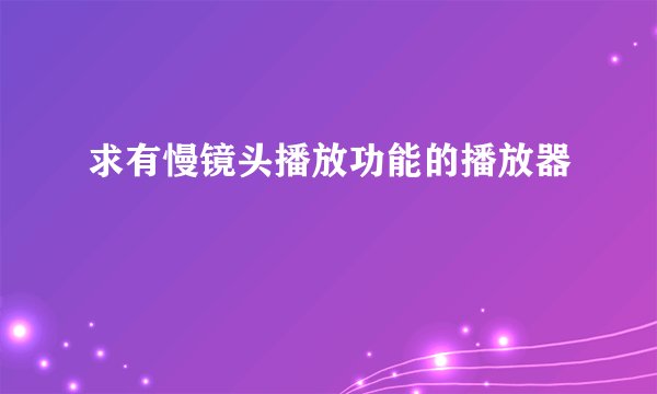 求有慢镜头播放功能的播放器