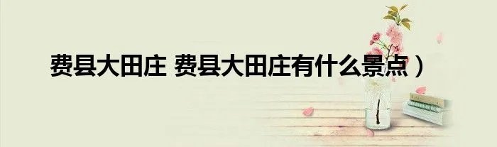 费县大田庄 费县大田庄有什么景点）