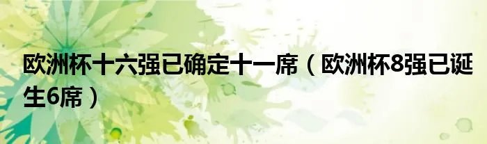 欧洲杯十六强已确定十一席（欧洲杯8强已诞生6席）