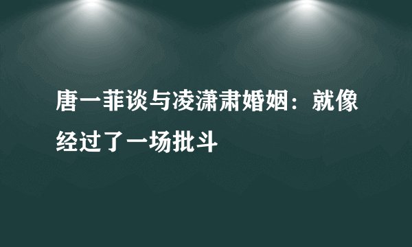 唐一菲谈与凌潇肃婚姻：就像经过了一场批斗