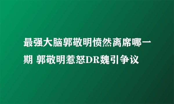 最强大脑郭敬明愤然离席哪一期 郭敬明惹怒DR魏引争议