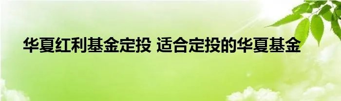 华夏红利基金定投 适合定投的华夏基金