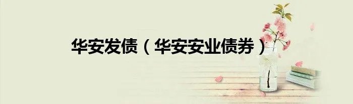 华安发债（华安安业债券）