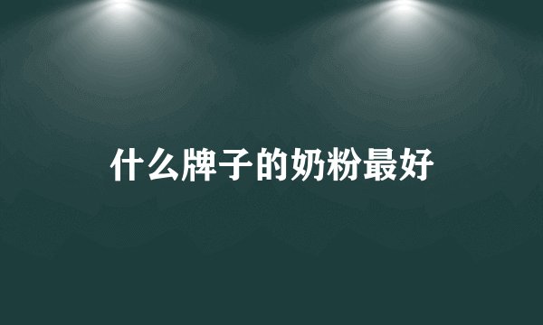 什么牌子的奶粉最好