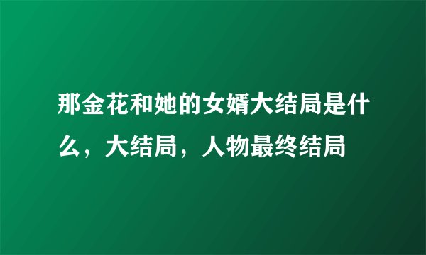 那金花和她的女婿大结局是什么，大结局，人物最终结局