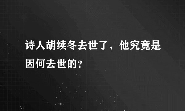 诗人胡续冬去世了，他究竟是因何去世的？