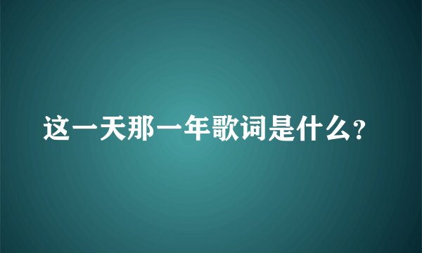 这一天那一年歌词是什么？
