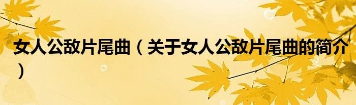 女人公敌片尾曲（关于女人公敌片尾曲的简介）