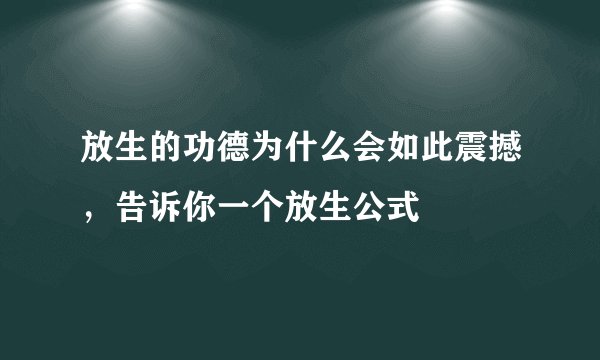 放生的功德为什么会如此震撼，告诉你一个放生公式