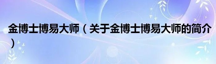 金博士博易大师（关于金博士博易大师的简介）