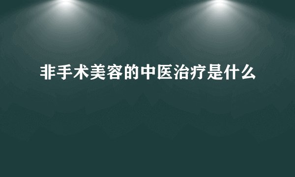非手术美容的中医治疗是什么
